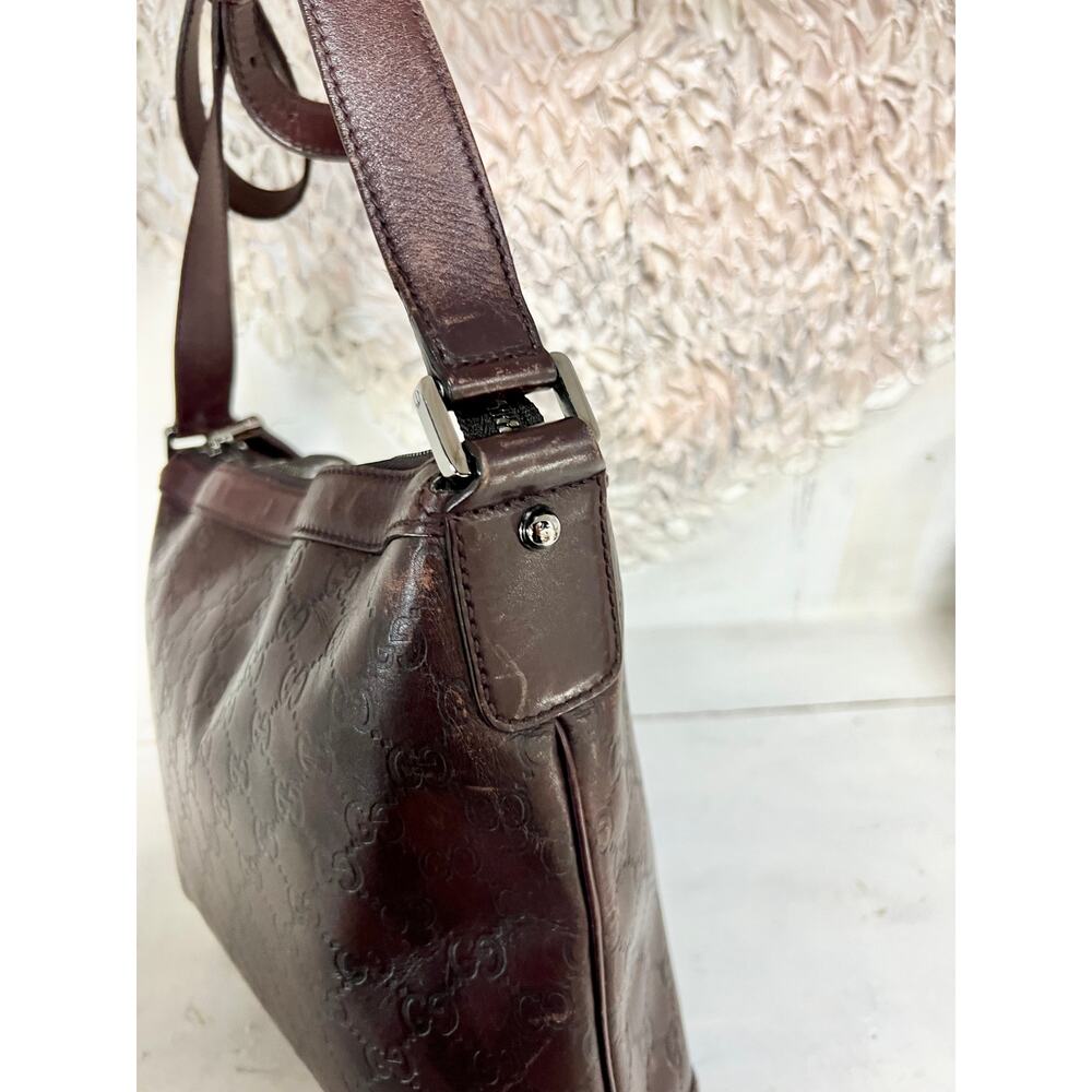 Gucci Brown Leather Messenger Bag w/ GG large dust bag - Picture 9 of 16